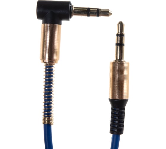 Кабель аудио Cablexpert спиральный Jack 3.5(M)/Jack 3.5(M), угловой, 1.8м, синий, коробка CCAB-02-35MMLC-1.8MU