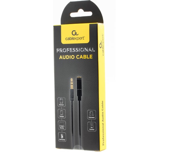 Кабель-удлинитель аудио Cablexper Jack 3.5(M)/Jack 3.5(F), Mobile, 3м, черный, коробка CCAB-02-35MF-3MB