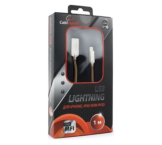 Кабель Cablexpert USB для Apple MFI AM/Lightning, длина 1 м, золотой, CC-P-APUSB02Gd-1M