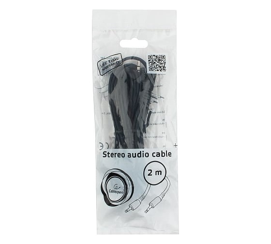 Аудио кабель Cablexpert Jack 3.5(M)/Jack 3.5(M), 3pin, 2м, черный, пакет CCA-404-2M