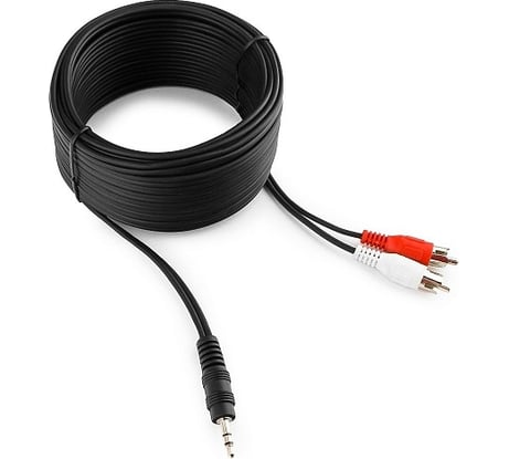 Аудио кабель Cablexpert Jack 3.5(M)/2xRCA, 10м, черный, пакет CCA-458-10M