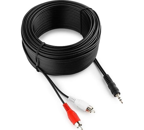 Аудио кабель Cablexpert Jack 3.5(M)/2xRCA, 20м, черный, пакет CCA-458-20M