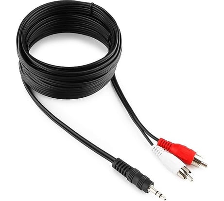 Аудио кабель Cablexpert Jack 3.5(M)/2xRCA, 5м, черный, пакет CCA-458-5M