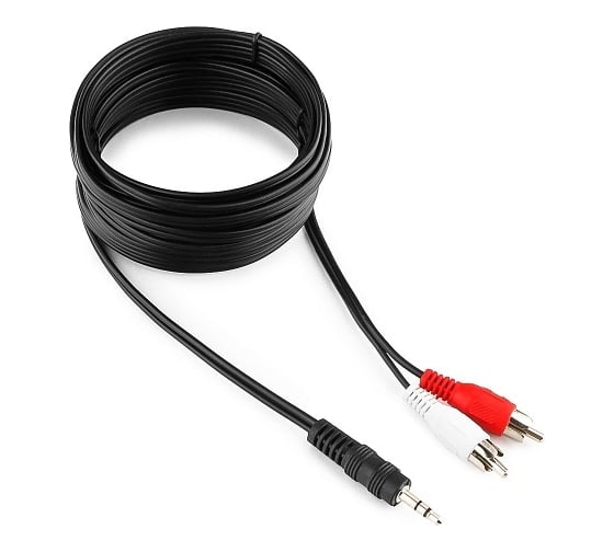 Аудио кабель Cablexpert Jack 3.5(M)/2xRCA, 5м, черный, пакет CCA-458-5M