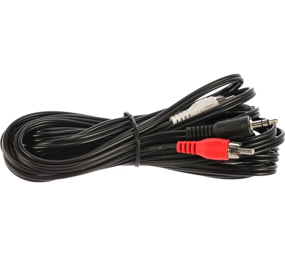 Аудио кабель Cablexpert Jack 3.5(M)/2xRCA, 5м, черный, пакет CCA-458-5M