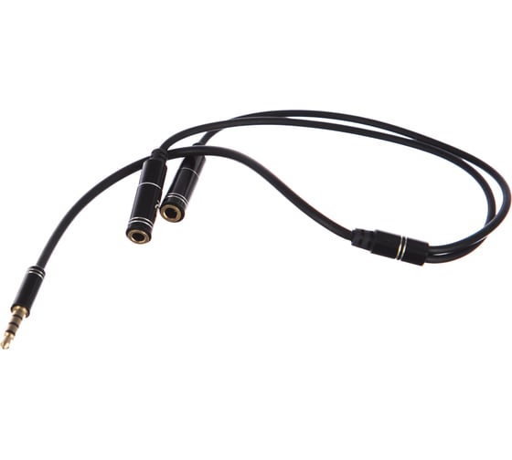 Аудио кабель Cablexpert Jack 3.5 4pin(M)/2х Jack 3.5(F), науш.и микроф, 0.2м, черн, кор CCAB-02-35MYHM-0.2MB