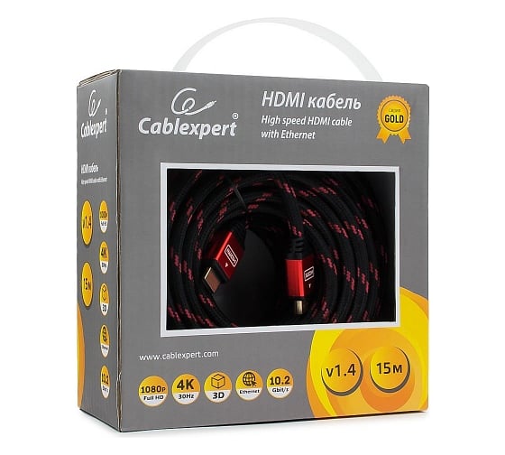 Кабель Cablexpert HDMI 15 м, v1.4 M/M, красный, CC-G-HDMI02-15M