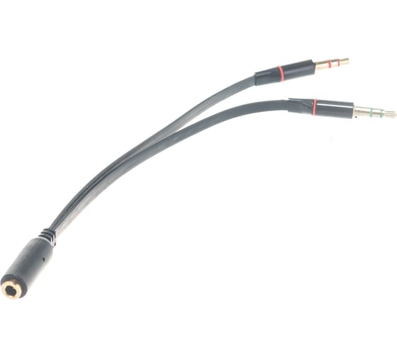 Аудио кабель Cablexpert Jack 3.5 4pin(F)/2х Jack 3.5(M), науш.и микроф, 0.2м. черн, кор CCAB-02-35F2M-0.2MB