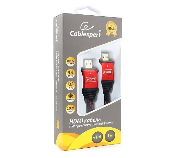 Кабель Cablexpert HDMI 1 м, v1.4 M/M, красный CC-G-HDMI02-1M