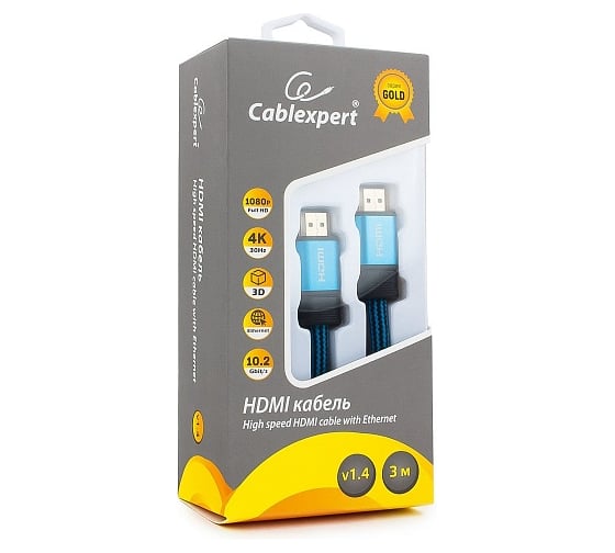 Кабель Cablexpert HDMI, 3 м, v1.4 M/M, синий CC-G-HDMI01-3M