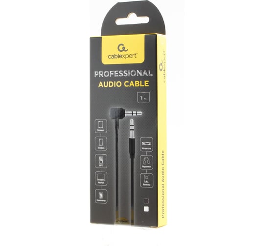 Аудио кабель Cablexpert Jack 3.5(M)/Jack 3.5(M), угловой, белый, 1м, коробка CCAB-01-35MML-1MW