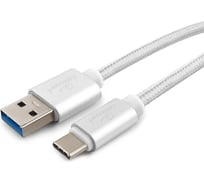 Кабель USB 3.0 Cablexpert, AM/Type-C, длина 1м, серебро CC-P-USBC03S-1M