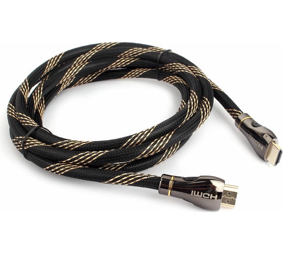 Кабель HDMI Cablexpert, v2.1, 8K, 19M/19M, 2.5м, медь, позол. разъемы, экран, оплетка, черный CCP-HDMI8K-2.5M 1