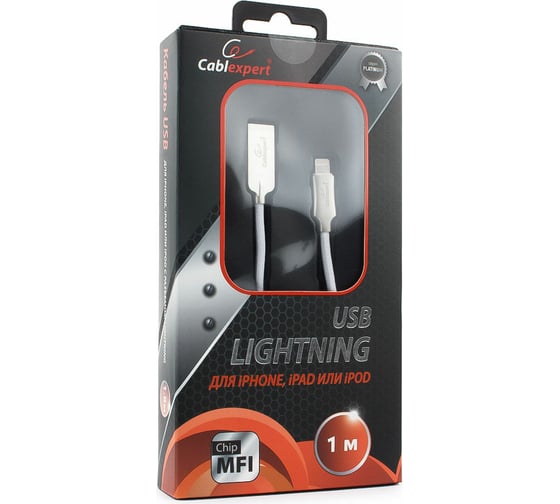 Кабель Cablexpert USB для Apple, MFI, AM/Lightning, длина 1м, белый CC-P-APUSB02W-1M