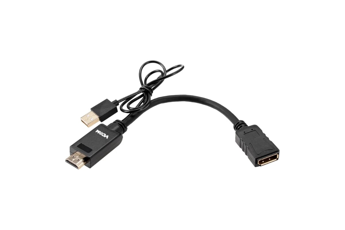 Кабель-переходник VCOM HDMI M +USB - DisplayPort F 0.15m 4K 60Hz  CG599E-0.15M - выгодная цена, отзывы, характеристики, фото - купить в  Москве и РФ