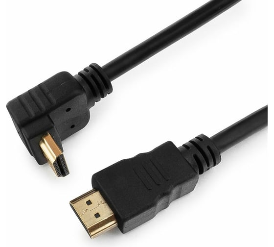 Кабель HDMI Cablexpert 3.0 м v2.0 19M/19M медь, позол.разъемы, экран, угловой разъем черный CC-HDMI490-10