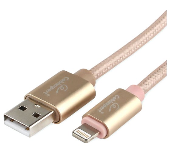 Кабель для Apple Cablexpert AM/Lightning, длина 1м, золотистый CC-U-APUSB01Gd-1M 1