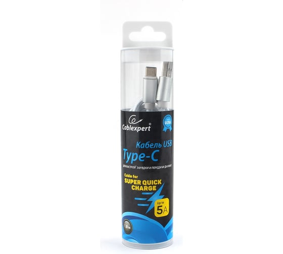 Кабель Cablexpert USB 2.0 AM/TypeC длина 1.8 м серебристый CC-U-USBC02S-1.8M
