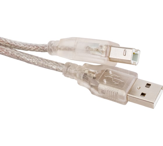 Кабель Cablexpert USB 2.0 Pro AM/BM 2м, экран прозрачный CCF-USB2-AMBM-TR-2M