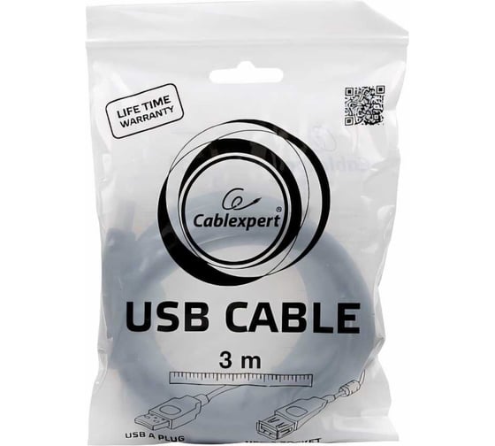 Кабель Cablexpert, удлинитель, USB2.0 Pro, AM/AF, 3 м, экранированный, черный, CCF-USB2-AMAF-10