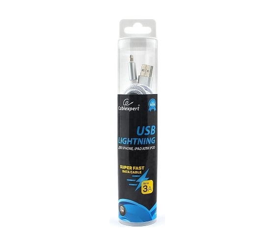 Кабель Cablexpert, для Apple, AM/Lightning, длина 3 м, серебристый, CC-U-APUSB02S-3M