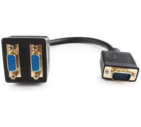 Разветвитель Cablexpert, VGA, HD15M/2x15F, 1 компьютер - 2 монитора, CC-VGAX2-20CM