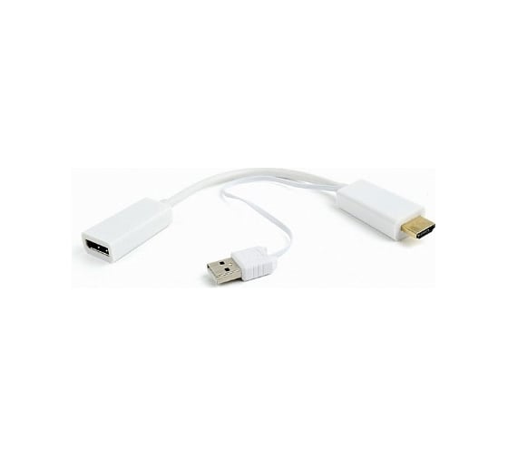 Конвертер Cablexpert, HDMI-DisplayPort, HD19M+USBxHD20F, белый, DSC-HDMI-DP-W