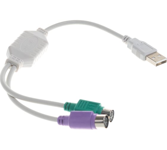 Конвертер Cablexpert PS/2 - USB порт AM/2xPS/2, Pro, 30см, белый, блистер UAPS12