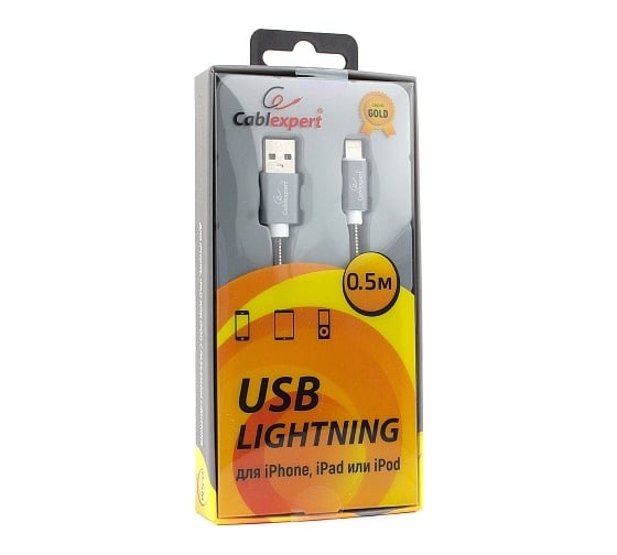 Кабель Cablexpert, для Apple, AM/Lightning, длина 0.5 м, титан, CC-G-APUSB02Gy-0.5M