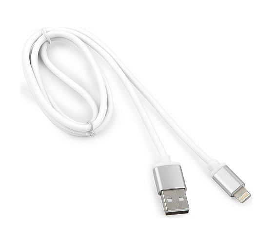 Кабель для Apple Cablexpert, AM/Lightning, серия Silver, длина 1 м, белый, блистер, CC-S-APUSB01W-1M
