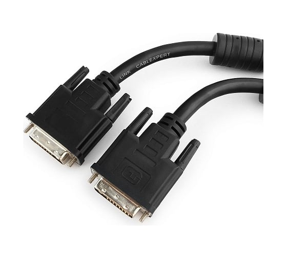 Кабель Cablexpert, DVI-D, dual link, 25M/25M, экран, феррит.кольца, медь, 1.8м, черный, пакет, CC-DVI2-BK-6
