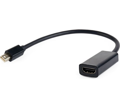 Переходник Cablexpert, miniDisplayPort - HDMI, 20M/19F, кабель 15 см, черный, пакет, A-mDPM-HDMIF-02
