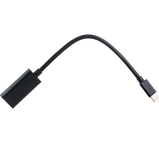 Переходник Cablexpert, miniDisplayPort - HDMI, 20M/19F, кабель 15 см, черный, пакет, A-mDPM-HDMIF-02