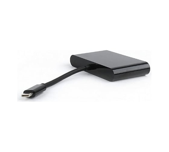 Переходник-конвертер Cablexpert USB Type-C/VGA+USB3.0+подзарядка Type-C, кабель 0.15 м, черн, пакет A-CM-VGA3in1-01