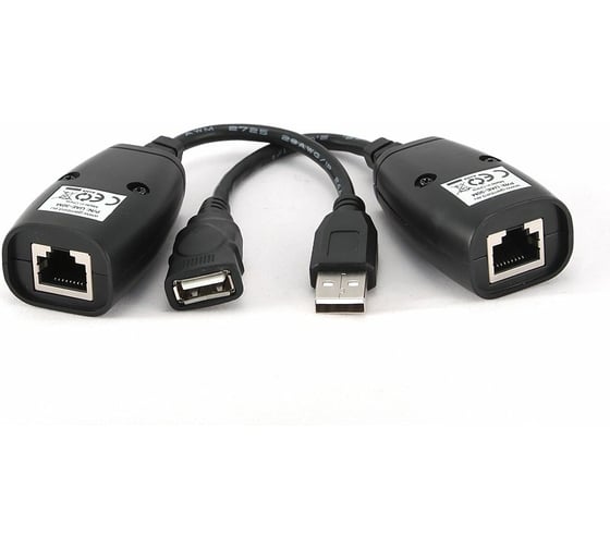 Удлинитель Cablexpert USB2.0 по витой паре, AM-AF/RJ45Fx2, до 30м, черн, пакет UAE-30M