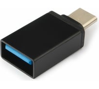 Адаптер Cablexpert USB2.0 Type-C(M)/AF, с поддержкой OTG, метал. корпус, черный, блистер A-USB2-CMAF-01