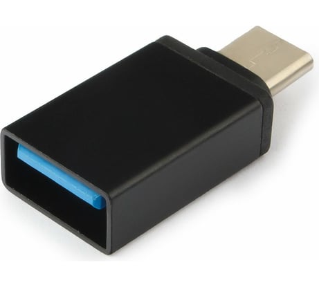 Адаптер Cablexpert USB2.0 Type-C(M)/AF, с поддержкой OTG, метал. корпус, черный, блистер A-USB2-CMAF-01