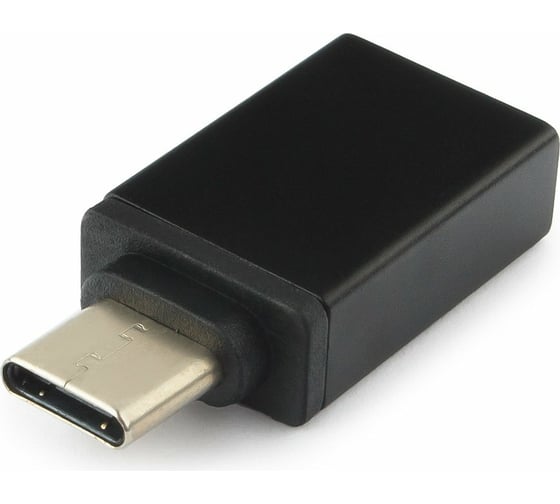 Адаптер Cablexpert USB2.0 Type-C(M)/AF, с поддержкой OTG, метал. корпус, черный, блистер A-USB2-CMAF-01