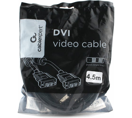 Кабель DVI-D Cablexpert, single link, 19M/19M, 4.5м, CCS, черный CC-DVIL-BK-15