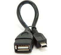 Кабель-переходник Cablexpert USB 2.0 OTG AF/MiniUSB, медь, Pro, 0.15м, черн, пакет A-OTG-AFBM-002