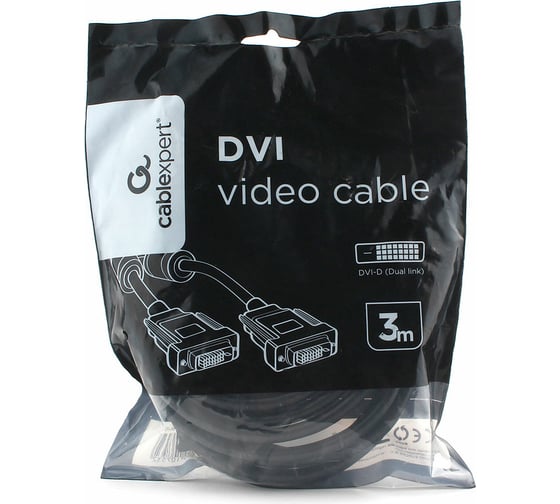 Кабель Cablexpert DVI-D, dual link, 25M/25M, 3.0м, CCS, черный CC-DVI2L-BK-10