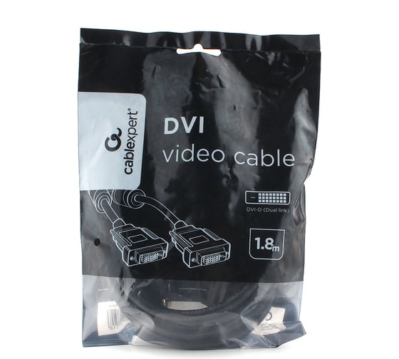 Кабель Cablexpert DVI-D, dual link, 25M/25M, 1.8м, CCS, черный CC-DVI2L-BK-6
