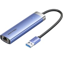 Сетевой адаптер VENTION USB 3.0 M/Gigabit Ethernet RJ45+OTG хаб 3xUSB Синий - 0.15м. TGFSB 32373354