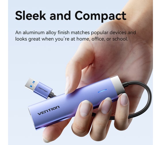 Сетевой адаптер VENTION USB 3.0 M/Gigabit Ethernet RJ45+OTG хаб 3xUSB Синий - 0.15м. TGFSB