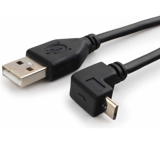 Кабель Cablexpert Pro USB 2.0 AM/micro-BM 5P, 1,8м, угловой, экран, черный CCP-mUSB2-AMBM90-6