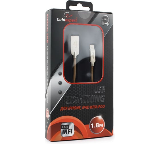 Кабель для Apple Cablexpert MFI USB AM/Lightning, длина 1.8м, золотой CC-P-APUSB02Gd-1.8M