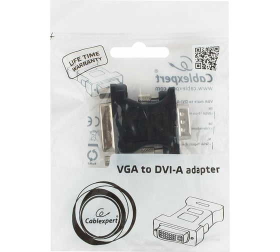 Переходник Cablexpert VGA-DVI-I15M/25F пакет A-VGAM-DVIF-01 черный