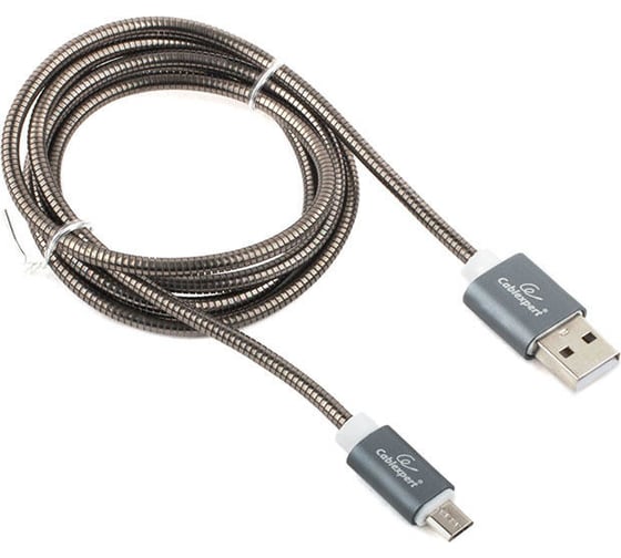 Кабель Cablexpert серия Gold USB 2.0 AM/micro-B, длина 1м, титан, блистер CC-G-mUSB02Gy-1M