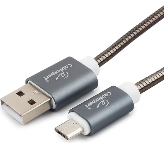 Кабель Cablexpert серия Gold USB 2.0 AM/micro-B, длина 1м, титан, блистер CC-G-mUSB02Gy-1M