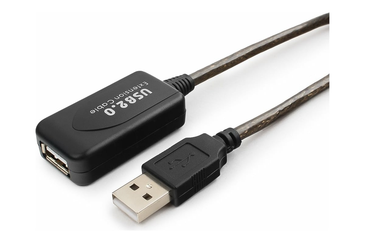 Кабель-удлинитель Cablexpert USB2.0 активный, AM/AF, медь, двойн. экран,  5м, полупрозрач, блистер UAE-01-5M - выгодная цена, отзывы, характеристики,  фото - купить в Москве и РФ